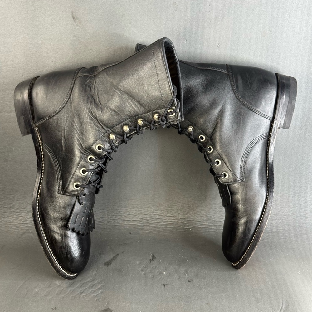 Justin Boots  Black Lace Up Kiltie western cowboy boots women size 8.5 - Picture 5 of 8